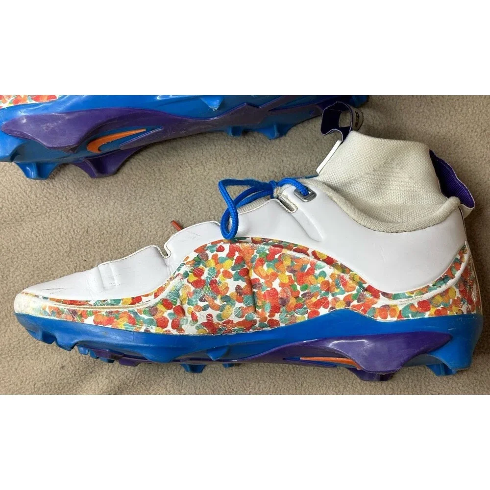 Nike LeBron 4 Menace 3 Fruity Pebbles Football Cleats US Mens Size 10 Multicolor